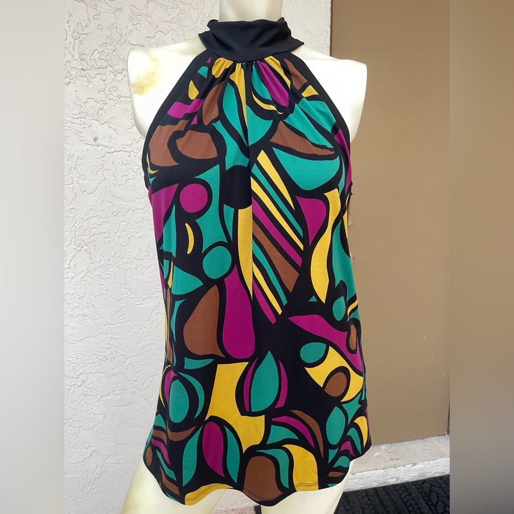 Psychedelics Jonathan Martin Black and Multicolor Scarf tunic size S NWT - Picture 2 of 15